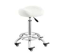 ZFUCMAYL Taburete De Silla De Montar, Taburete Ergonómico con Ruedas, Silla De Montar con Ruedas De Freno Silencioso, Adecuado para Oficina, Capacidad De Peso 330 IBS(White)