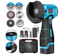 ZFULVO Kit de amoladora angular inalámbrica sin escobillas, mini herramienta de molienda angular eléctrica de 19500 rpm con batería de 2 x 16.8 V 2000 mAh y 6 discos de corte, amoladora de mano para