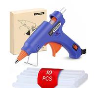 ZFYOUNG Mini pistola de goma caliente con 10 varillas de goma, kits de pistola de goma caliente, utilizada para reparar rápidamente la escuela de arte, bricolaje, familia de arte, 20 W, azul