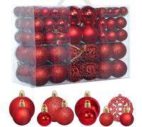 ZFYQ 100Pcs Bolas de Navidad, Juego de Adornos para Colgar Decorativos para Decoración Navideña de Arboles de Navidad, Rojo