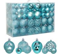 ZFYQ 100Piezas Bolas de Navidad, Juego de Adornos para Colgar Decorativos para Decoración Navideña de Arboles de Navidad y Festival, Azul Claro