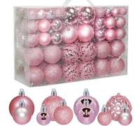 ZFYQ 100Piezas Bolas de Navidad, Juego de Adornos para Colgar Decorativos para Decoración Navideña de Arboles de Navidad, Rosa
