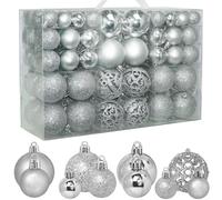 ZFYQ 100Piezas Bolas de Navidad, Juego de Adornos para Colgar Decorativos para Decoración Navideña de Arboles de Navidad, Plata