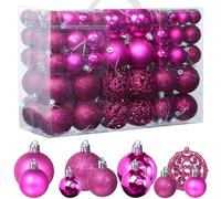 ZFYQ Juego de 100 Bolas Decorativas para árbol de Navidad, Juego de Bolas Colgantes Decorativas para Decoración de árbol de Navidad, Rojo Rosa