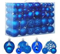 ZFYQ Juego de 100 Bolas Decorativas para árbol de Navidad, Juego de Bolas Colgantes Decorativas para Decoración de árbol de Navidad, Azul