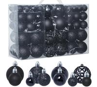 ZFYQ Juego de 100 Bolas Decorativas para árbol de Navidad, Juego de Bolas Colgantes Decorativas para Decoración de árbol de Navidad, Negro