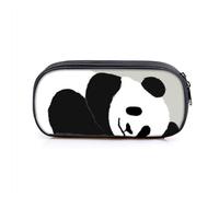 ZFZL 1 estuche panda portátil, estuche para lápices de gran capacidad, estuche para lápices escolar, bolsillo, organizador de papelería para adolescentes, Blanco y negro