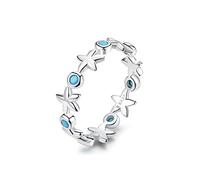ZGBQHQN Anillos de dedo apilables de estrella de mar sólido 925 anillo azul oceánico para mujeres joyas finas s finas s