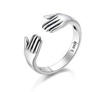 ZGBQHQN Doble capa Dame un anillo de abrazo Hand Love Love Open Finger Anillos para mujeres Joyas de anillo ajustable