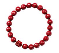 ZGBQHQN Feng Shui Amulet Bracelet Prosperity Natural Cinnabar Purple Cinnabar con mascota Reiki Chakra Meditación Atraer el brazalete de transferencia rico afortunado, rojo, 8 mm cinnabar