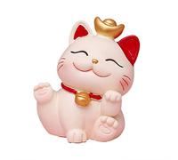 ZGBQHQN Mini Maneki Neko Lucky Cat Figurinas, Japanese Lucky Fortune Cat Resin Fengshui Fortune Cat Statue for Realth Good Luck Decoration Decoration Ornament (A)