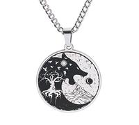 ZGBQHQN Vintage de Acero Inoxidable Viking Wolf Howling to The Moon Collar Collar Nordic Boyfriend Joya al por Mayor