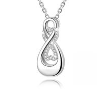 ZGBY Collar de plata de ley 925 con diseño de urna infinita, joyería de cremación para cenizas, colgante conmemorativo para mujeres, hombres, seres queridos (blanco dos)