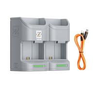 ZGCINE PC2-LPE6 Cargador Rápido PD de 2 Ranuras para Baterías Canon LP-E6/N/NH/E6P (Gris) - con Almacenamiento SD/microSD, Monitoreo LED en Tiempo Real, Diseño Compacto para Viajes