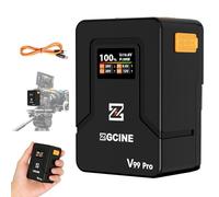 ZGCINE V Mount Battery V99 Pro, 94.72Wh 6400mAh Bateria V-Mount, PD 100W Carga Completa en 1.5H, Pantalla OLED con 2 USB-C/D-Tap/2 DC/BP Ports para Cámara, Videocámara, Monitor, Portátiles, Luz
