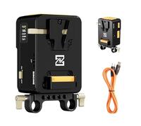 ZGCINE VM-HS1 Hot-Swap V-Mount Battery Plate 50Wh/14.8V, USB-C PD 65W & 8 Puertos con Pantalla IPS 0.96" para Cámaras Red/Arri (15mm Rod Clamp), 1.25 LB, Naranja