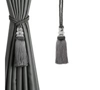 ZGCrumphant 1PC Curtain Tassel Tieback Holder Tiebacks with Plastic Ball Accessory Rope Decorative AlzapañOs De Cortina(Charcoal)