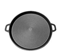 ZGCrumphant 34cm Cast Iron Grill Pan Non-Stick Round Griddle with Handles Plate for Gas Stove for Home Party Travel Outdoor AlzapañOs De Cortina
