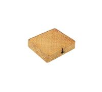 ZGCrumphant Caja de almacenamiento de ratán Cesta cuadrada de mimbre con cubierta, caja almacenamiento decorativa, plana, cesta tejida for estante, armario y dormitorio(24 * 28 * 6.5)