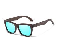 ZGCrumphant Gafas de sol Gafas de sol madera bambú natural, hechas a mano, polarizadas, con revestimiento espejo, for mujer(Blue)