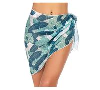 ZGCrumphant Sarong de Playa Traje de baño Corto Liso for Mujer, Traje Tipo Pareo, Abrigo Bikini for Playa, Falda Corta Transparente, Falda Gasa, Bufanda(Color3)