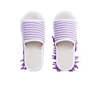 ZGCrumphant Zapatillas con mopa Zapatillas de Limpieza Suelo Lino Desmontable, Zapatillas casa Lavables for Zapatos Perezosos, silenciosa, Primavera y Verano(Purple,S Size 35-38)