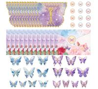 ZGCXRTO 12 Piezas Cartas De Invitación De Mariposa Pegatinas Con Sobres,40 Piezas Pegatinas Mariposa Invitación Mariposa Para Cumpleaños Para Invitaciones De Mariposa y Decoración De Fiestas