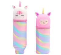 ZGCXRTO 2 Piezas Estuche 2 En 1 De Silicona Suave,Kawaii Unicornio Estuche para Lápices De Pie,Estuche De Gran Capacidad Forma De Animales,Unicorn Pen Bag para Niño Regalo De Cumpleaños