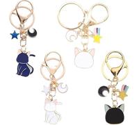 ZGCXRTO Llavero Gato Moon,4 Piezas Llavero Gato Mágico De Dibujos Animados Kawaii Lindo Gato Pentagrama Colgante Llavero Parejas Para Mujeres Adolescentes Niñas Amantes De Los Gatos