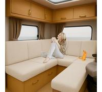 ZGDDPZA Funda de Cojín Elástica para Caravana Jacquard Antideslizante para Asientos de Autocaravana, RV, Sofá, Comedor, Interior y Exterior (Beige,L40-65cm W45-65cm)