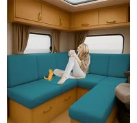 ZGDDPZA Funda de Cojín Elástica para Caravana Jacquard Antideslizante para Asientos de Autocaravana, RV, Sofá, Comedor, Interior y Exterior (Emerald Green,L100-140cm W45-65cm)