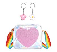 ZGDEIWGF 1 Bolso Para Niñas, 2 Llaveros, Bolso Cruzado De Viaje Para Niñas, Bolso De Hombro Para Niños, Bolso De Hombro Con Patrón De Corazón