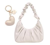 ZGDEIWGF 1 bolso plegable en la nube, 1 colgante de amor, bolso de axila para mujer con correa de hombro ajustable, elegante bolso de mano con hebilla magnética, Blanco, talla única