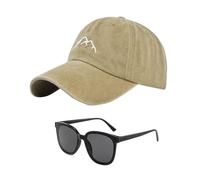 ZGDEIWGF 1 gorra de béisbol para hombre, 1 par de gafas de sol, sombrero de verano para hombre, bordado, deportivo al aire libre, para correr, caqui, S/M