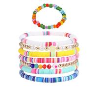 ZGDEIWGF 1 Juego De Pulseras para Mujer, 1 Anillo, Pulsera De Perlas, Pulsera Elástica De Colores, Complementos para Mujer, Juego De Pulseras