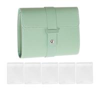 ZGDEIWGF 1 libro de almacenamiento de pendientes verde y 5 bolsas de almacenamiento transparentes, bolsa de almacenamiento portátil, bolsa de almacenamiento de joyas multifuncional