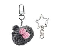 ZGDEIWGF 1 llavero de hámster, 1 llavero de estrella plateada, hámster de peluche, llavero de muñeca, llavero de hámster de ganchillo
