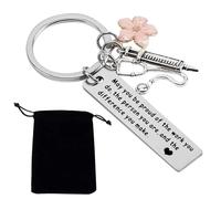 ZGDEIWGF 1 llavero y bolsa de franela, regalo para enfermera, llavero de estetoscopio, plata