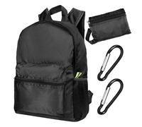 ZGDEIWGF 1 Mochila Plegable Negra, 2 Mosquetones, Mochila Ligera Para Senderismo, Bolsa Para Ropa Deportiva, Bolsa De Viaje Para Montañismo Al Aire Libre, Mochila Para Ciclismo