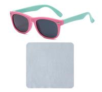ZGDEIWGF 1 par de gafas de sol para niños, 1 paño para gafas, gafas de sol antiultravioleta, gafas de sol para niños al aire libre, gafas de niña, Pink Frame Green Legs, talla única