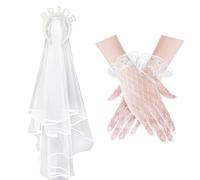 ZGDEIWGF 1 Pieza De Diadema Nupcial, 1 Par De Guantes, Tocado Nupcial De Boda, Velo De Novia, Velo De Diadema Adornado Con Perlas Nupciales