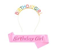 ZGDEIWGF 1 pieza diadema de cumpleaños, 1 bandolera rosa, tocado de feliz cumpleaños, tocado de cumpleaños de niñas, diadema de cumpleaños de niñas, accesorios de cumpleaños