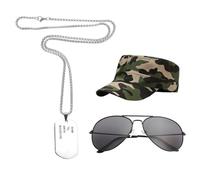 ZGDEIWGF 1 Sombrero De Camuflaje, 1 Gafas De Sol Y 1 Collar, Equipo Para Actividades Al Aire Libre, Sombreros Ajustables, Accesorios De Cosplay Y Accesorios De Disfraces.