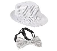 ZGDEIWGF 1 Sombrero De Espectáculo De Magia, 1 Pajarita De Espectáculo De Magia, Sombrero De Fiesta De Magia, Sombrero De Lentejuelas Brillantes, Sombrero De Jazz, Sombrero De Puesta En Escena