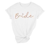 ZGDEIWGF 1 White Bride T -Shirt, Group Bride Short Sleeve, Single Party T -Shirt, Breve -Lleved Trementabilidad Impresa con Texto, Vestido De Banquetes De Boda