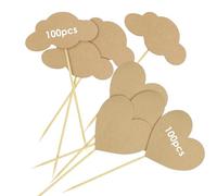 ZGDEIWGF 100 piezas de decoración de cupcakes, corazones de amor y nubes, decoración de bodas y cumpleaños, 50 unidades por diseño, papel, marrón
