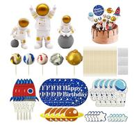 ZGDEIWGF 13 Piezas de Decoraciones para Pasteles con Tema de Astronauta, Decoraciones para Pasteles para niños, Decoraciones Creativas para Pasteles, Decoraciones para Pasteles de Fiesta