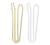 ZGDEIWGF 2 cadenas de gafas de giro, cadena de gafas de sol, cadena de gafas de mujer, cadena de gafas de oro, gafas de sol con cadena