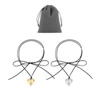 ZGDEIWGF 2 Collares De Amor, 1 Pieza De Bolsa De Almacenamiento, Collar Tridimensional En Forma De Corazón, Cadena De Clavícula Ajustable, Collar Con Colgante De Amor, Regalo De Pareja