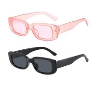 ZGDEIWGF 2 gafas de sol de mujer, gafas de sol rectangulares, gafas de sol retro, gafas de sol para exterior, gafas de sol de playa